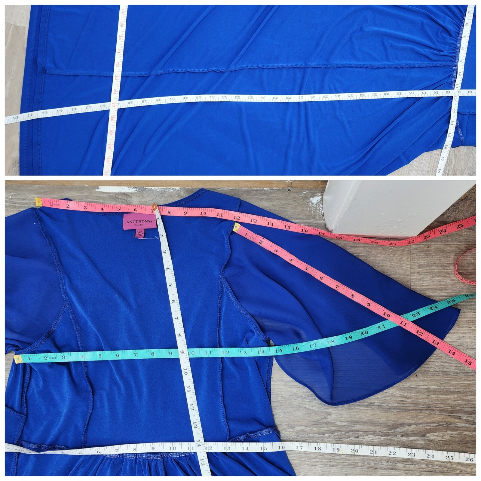 Antthony Studio Royal Blue Flutter Sleeve Midi Dress NWOT M