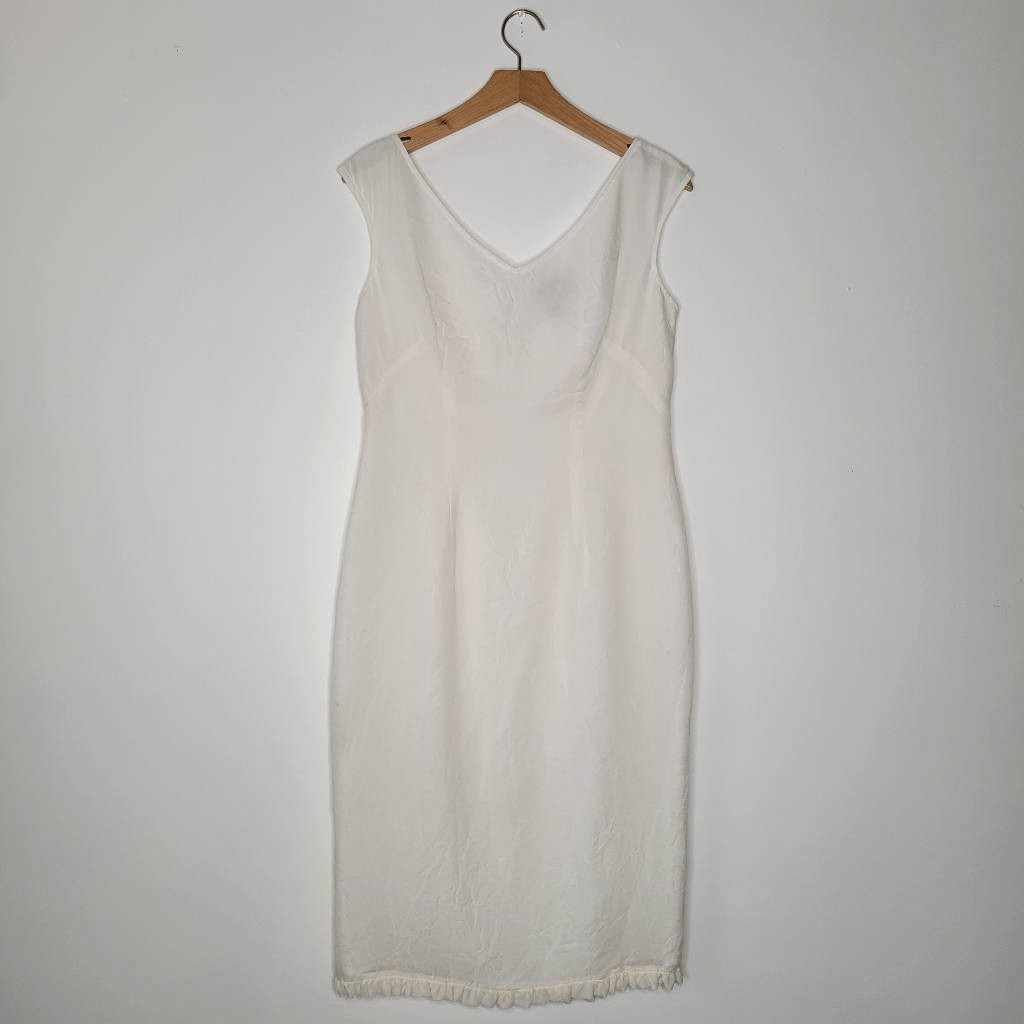 Vintage Finity Ivory 100% Silk Sleeveless Sheath Dress Size 10