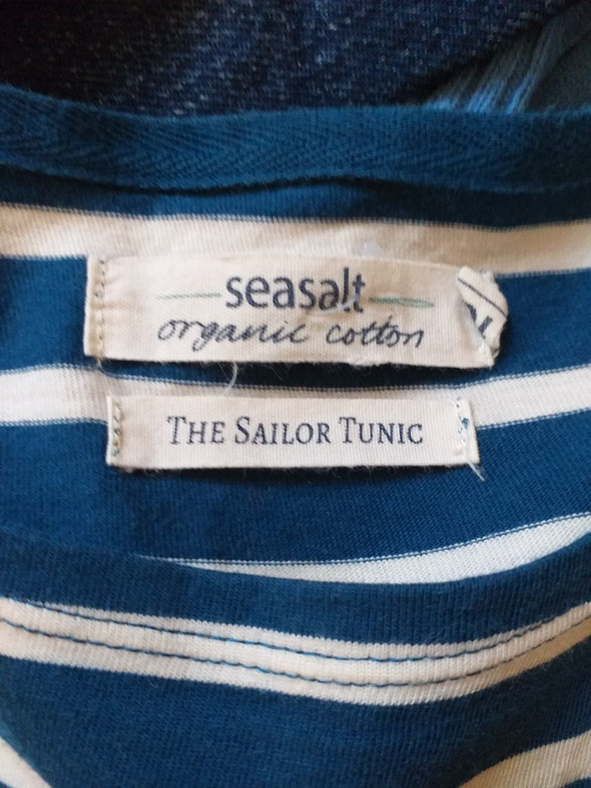 Seasalt Womens Cornwall Sailor Tunic UK 10 Navy White Striped Organic Cotton