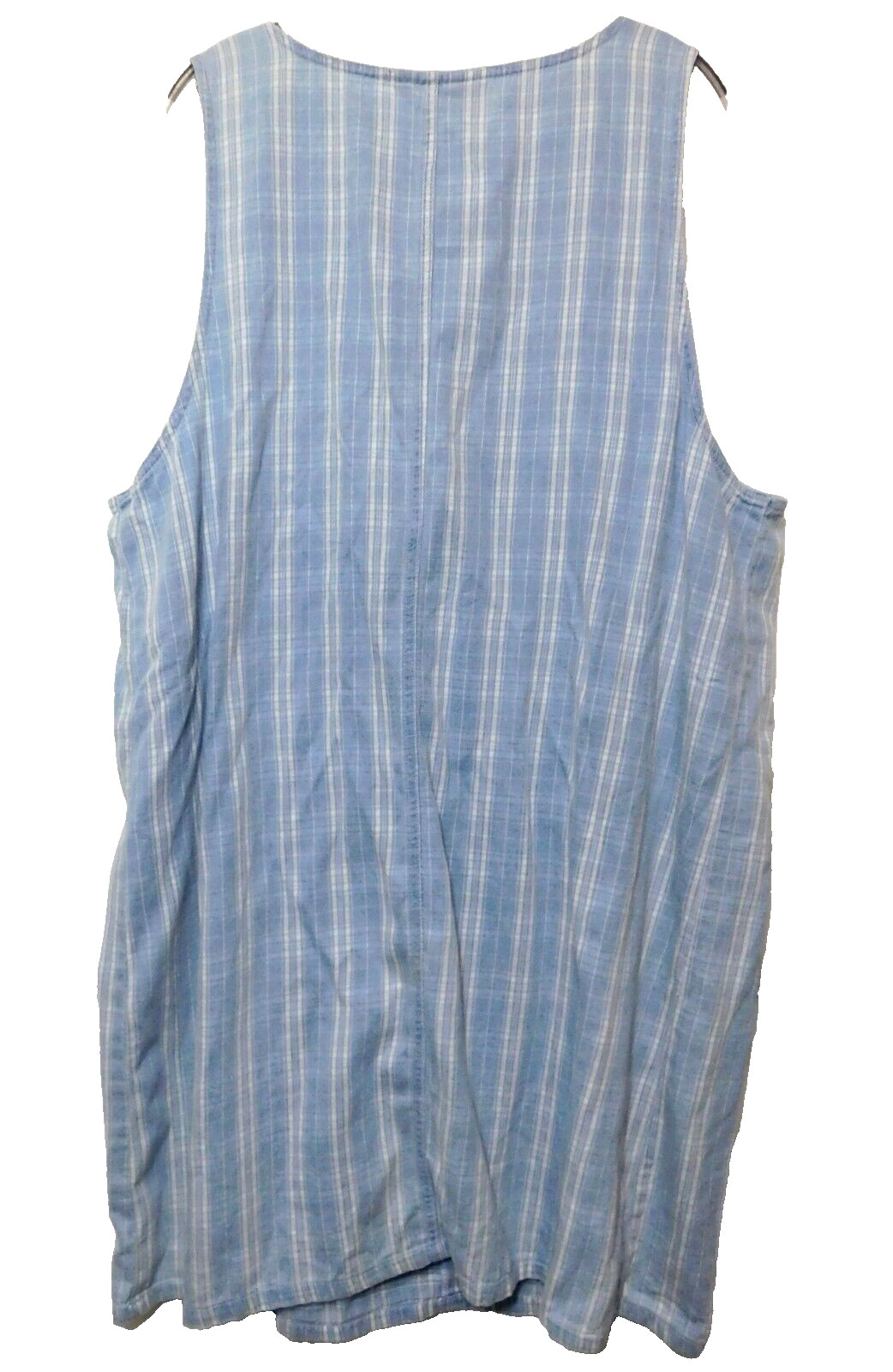 Capacity Woman Denim Jean Zip Front Jumper 1X Sleeveless Dress Cotton Blue Plaid