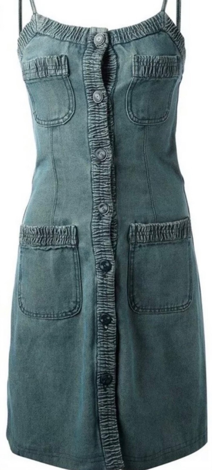 Chanel Vintage 2001 Barbie Blue Denim Midi Dress 36 38 4 6 Vtg Logo Button S M