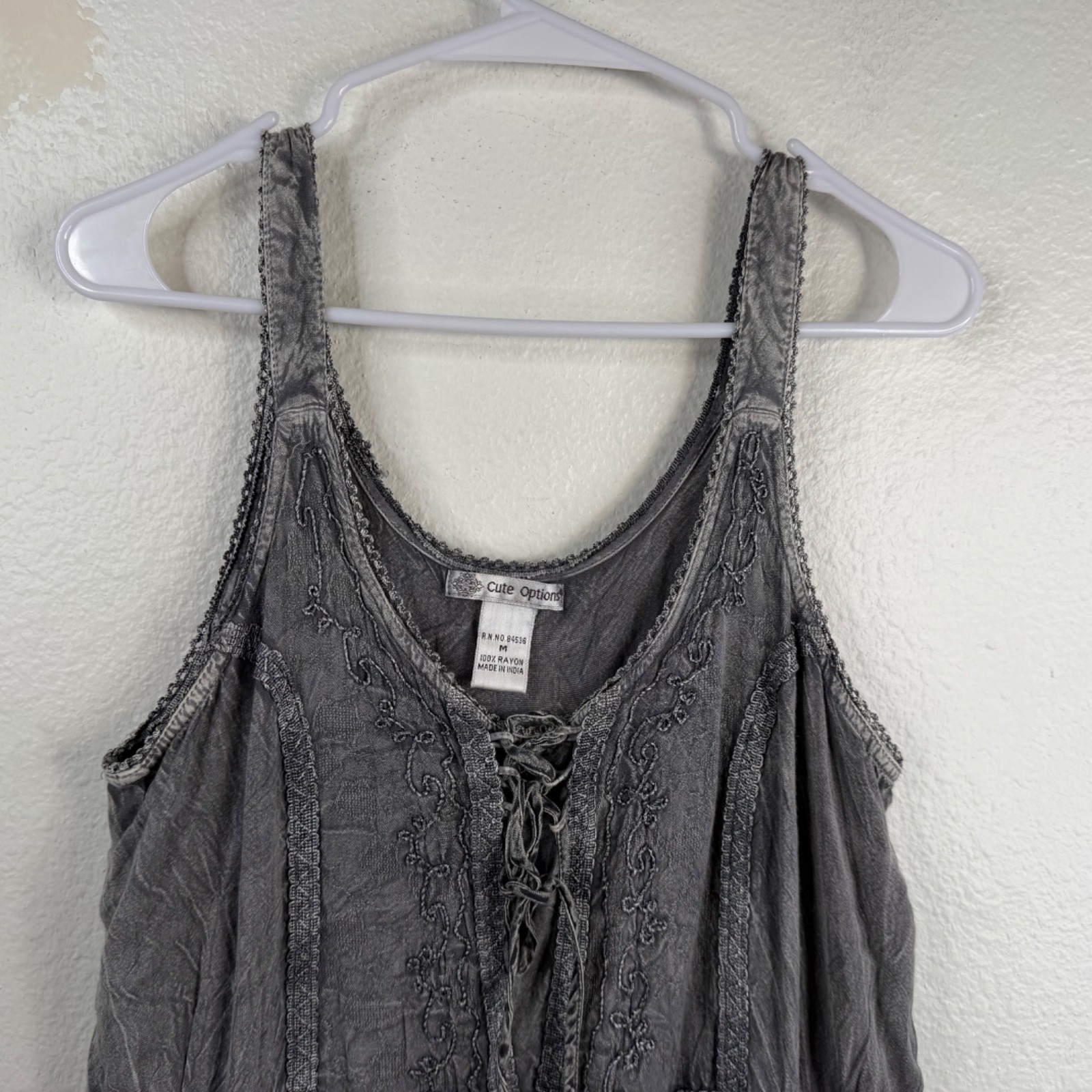 Cute Options Whimsigoth Fairy Grunge Y2K Festival Boho Hippie Dress Gray Sz M