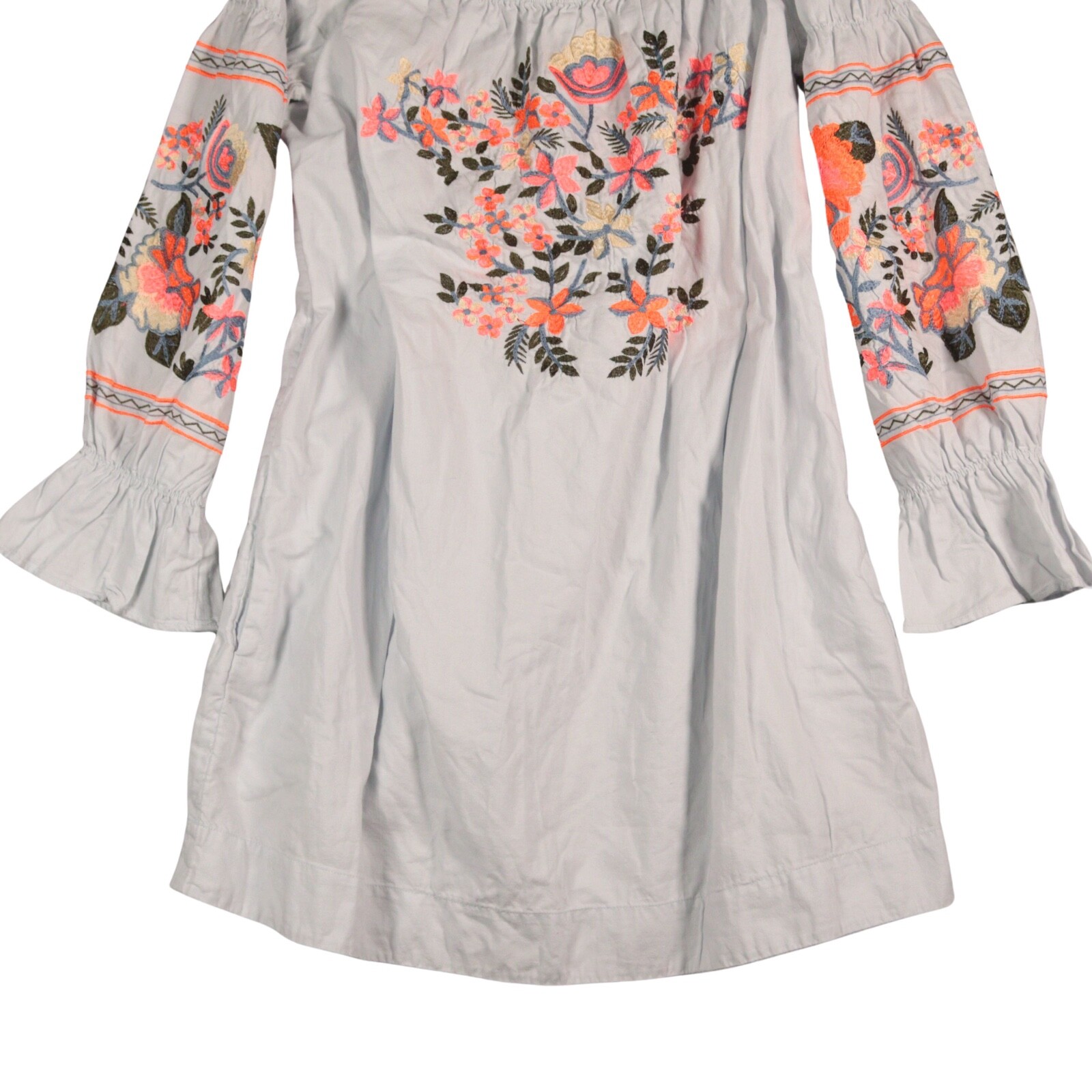 Free People Boho Dress Size Medium Off Shoulder Embroidered Festival Applique