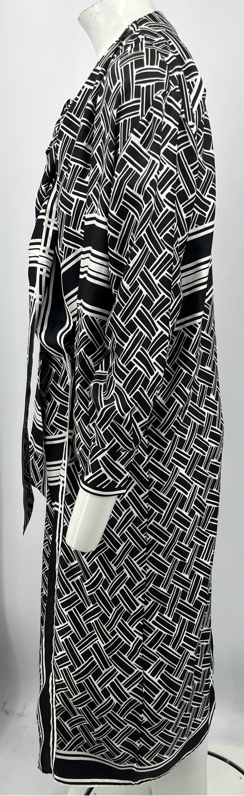 Bottega Veneta Pre-Fall 2019 MISSING BELT Printed Silk-Twill Wrap Dress sz 44