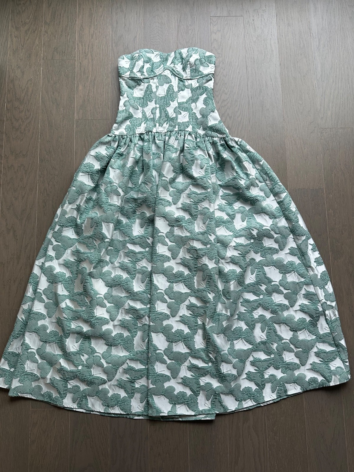Elliatt Lisette Strapless Gown Sea Green Jacquard Maxi Dress Butterfly SMALL