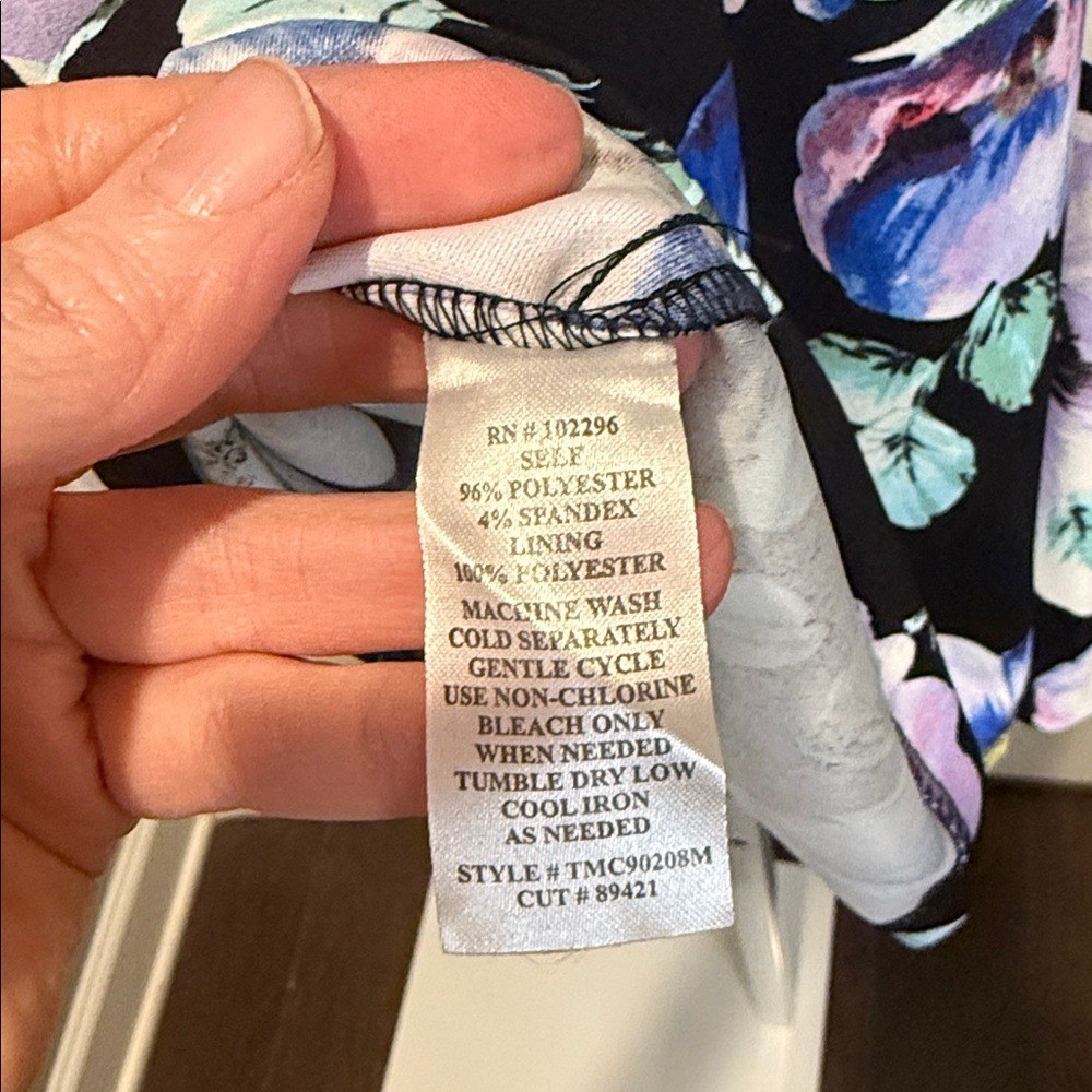 Connected Apparel Black Floral Print Sheath Dress 10 NWT Wedding Guest Romantic