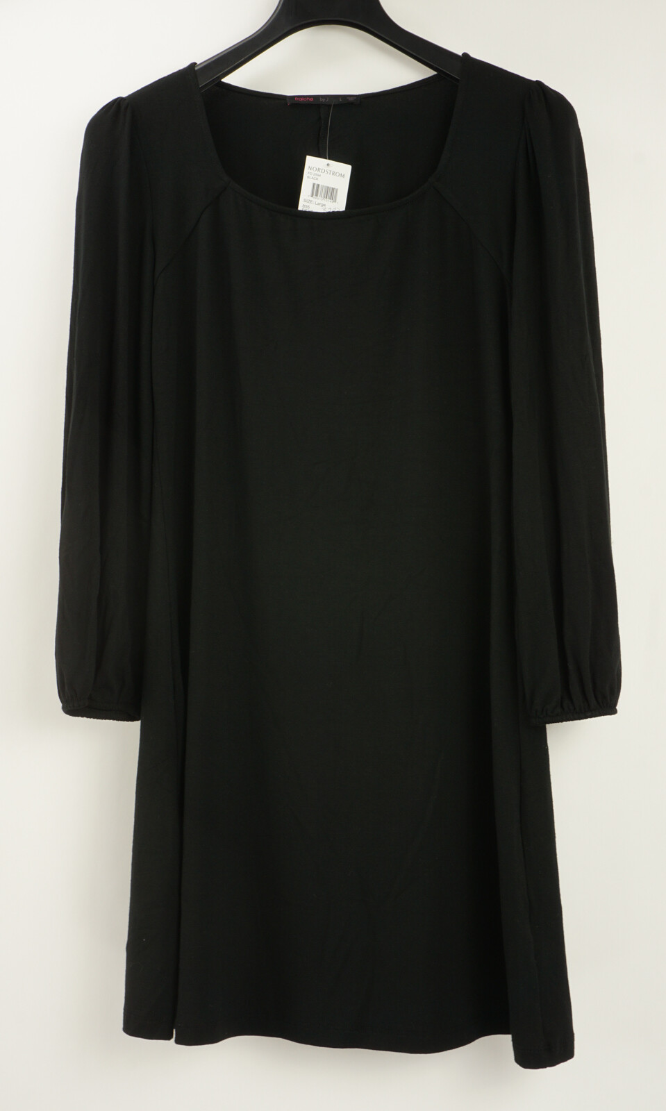 New FRAICHE BY J Women’s Large Black Long Sleeve Square Fit & Flare Mini Dress