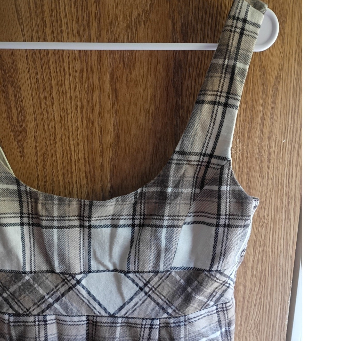 Vntg Zara Basic Plaid Wool Blend Sleeveless Dress M Spain Academia Cottagecore