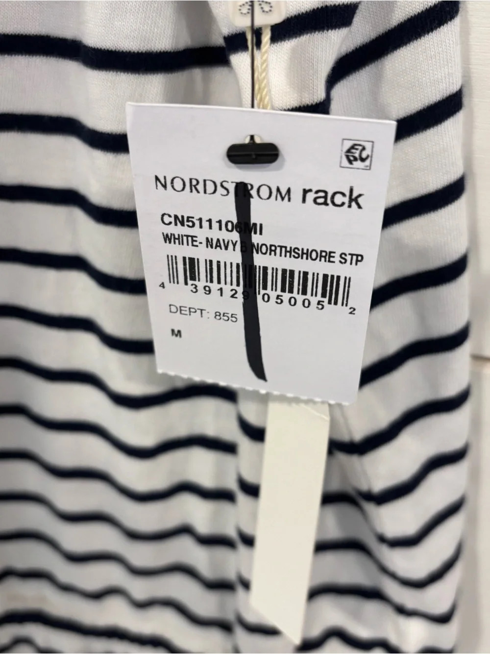 NWT NORDSTROM Caslon White/Navy Northshore Striped Dress Tie-Waist Dress Sz Med