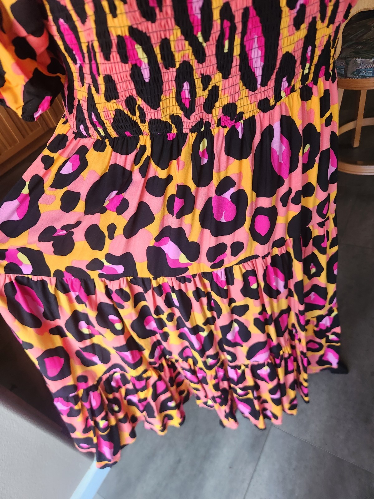 Proud Poppy Rainbow Leopard Print Smocked Summer Dress *worn once*