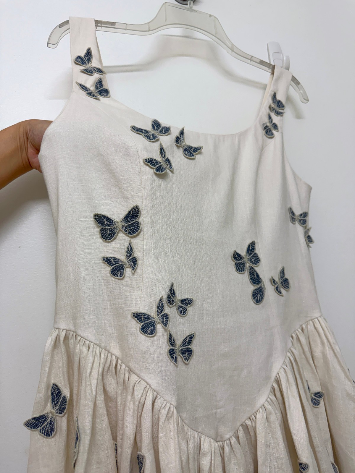 Agua Bendita Pluma Lymanopoda Butterfly Embroidered Mini Dress White Moth L
