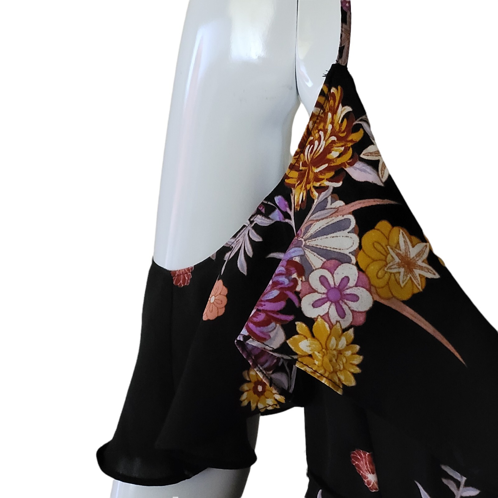 Forever 21 Black Tropical Floral Print Cold Shoulder Dress Size Small