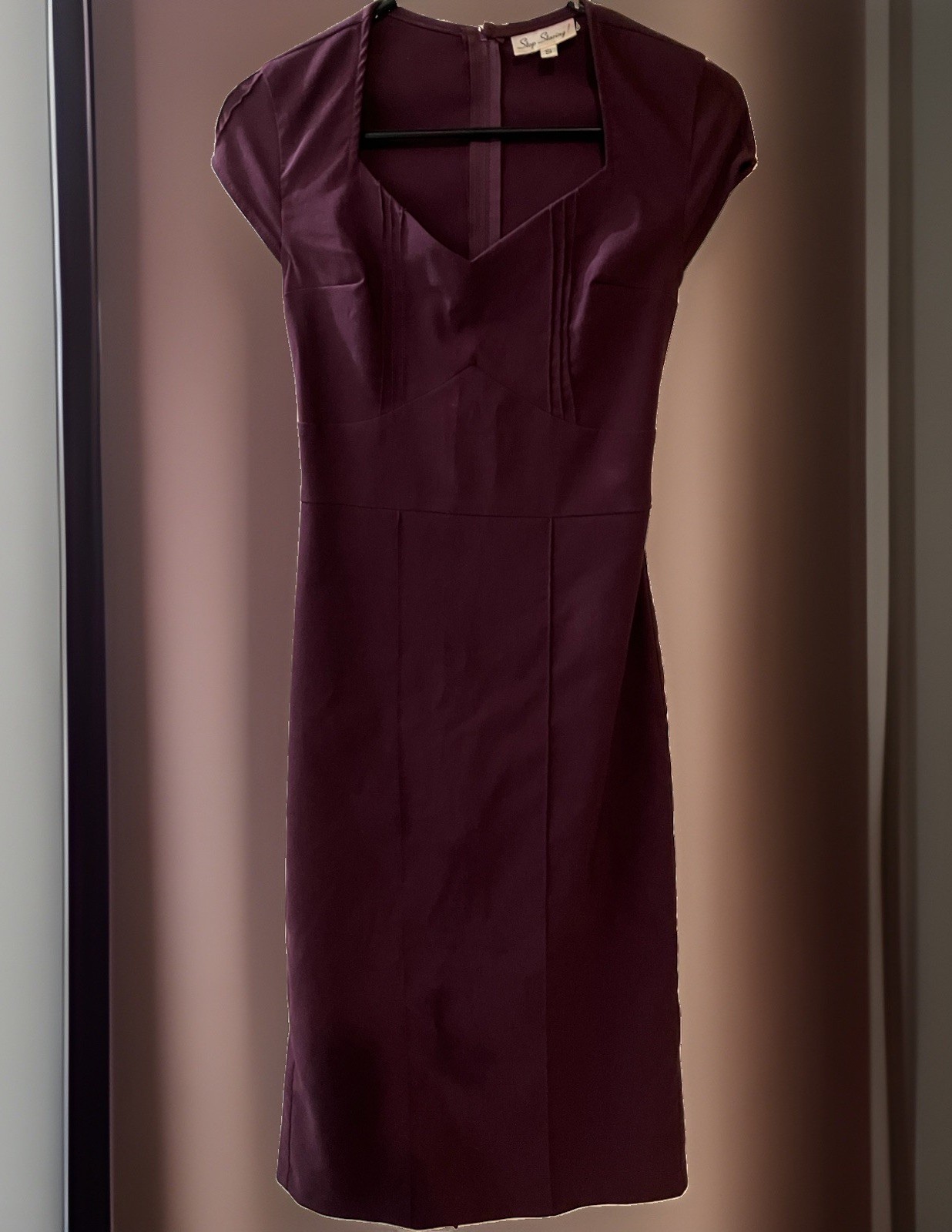 Stop Staring! Alicia Estrada Polka Dot Wiggle Dress Navy Blue Retro Pinup Sz S