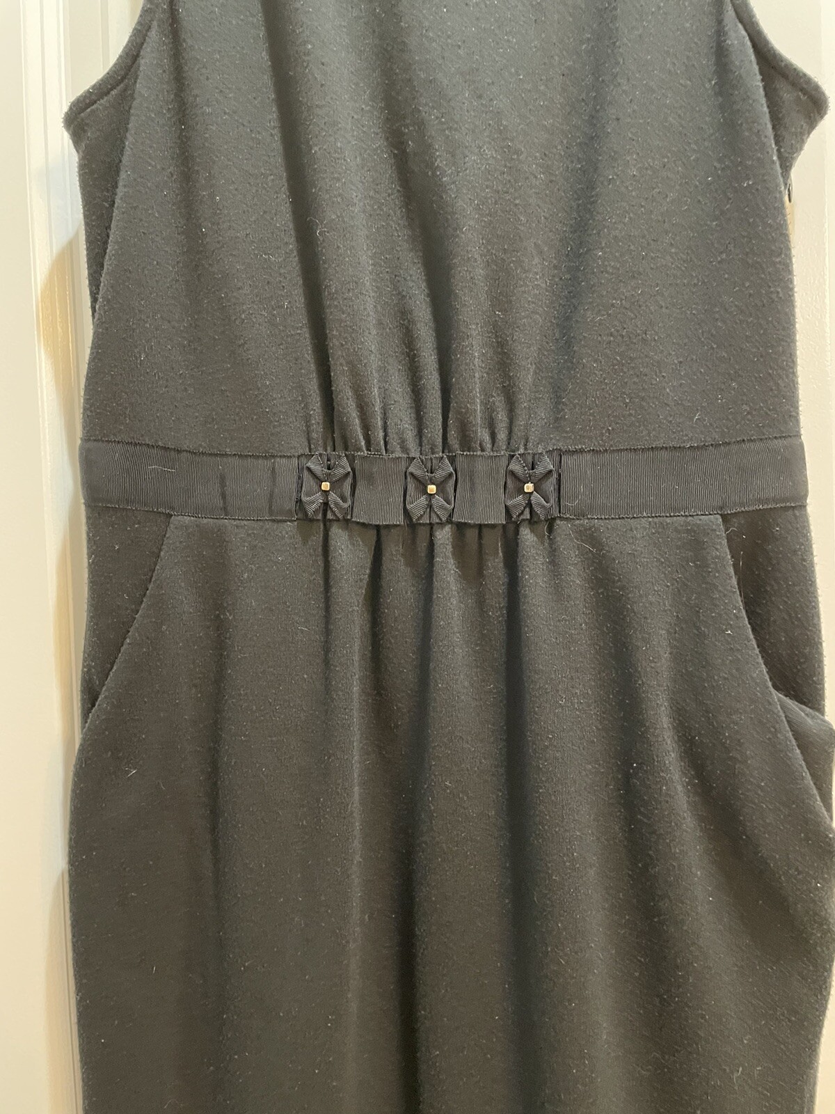 J.Crew Womens Dress Sz 8 Black Collared Neck Sleeveless Cinch Waist Side Pocket
