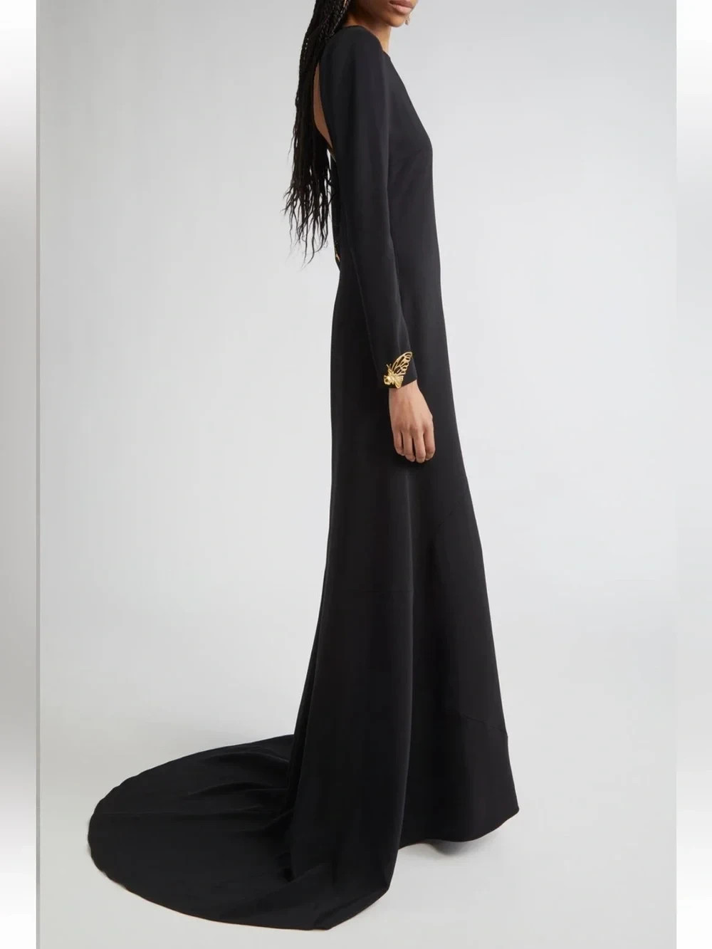 Oscar de la Renta Butterfly Detail Long Sleeve Open Back Gown, NWT, 10, 2950 $