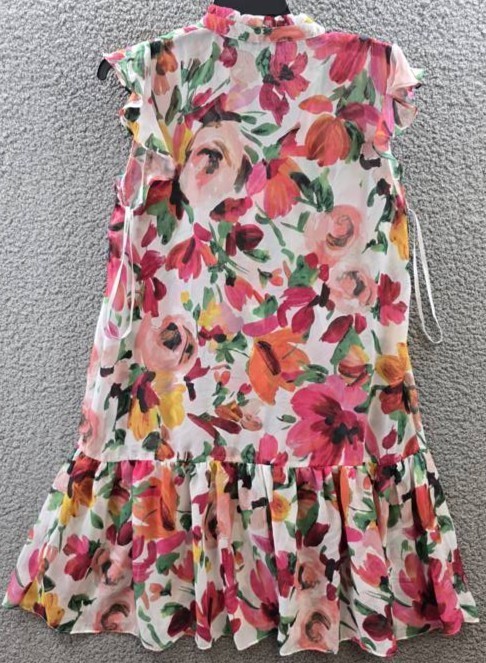 Julia Jordan Floral Flutter Sleeve Dress Women’s Large Ivory Multicolor
