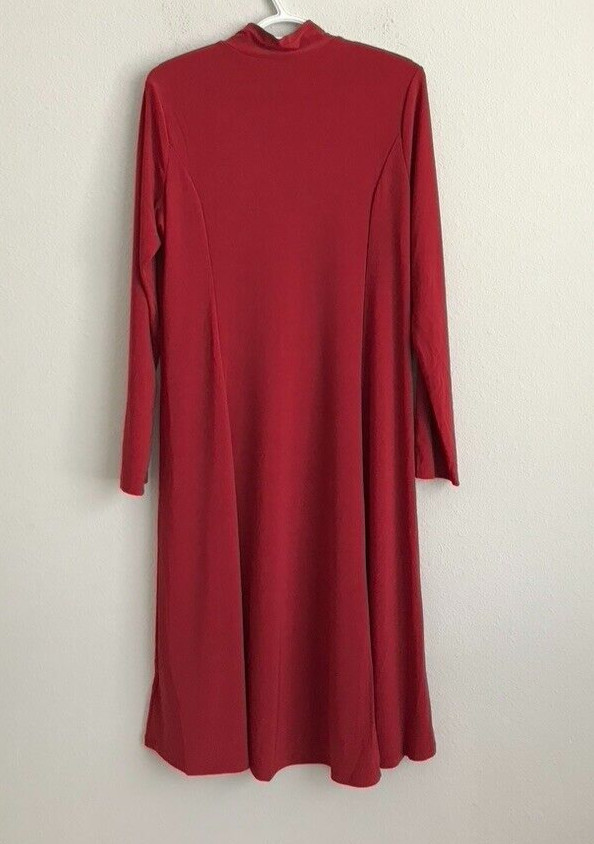 Dennis Basso Regular Italia Knit Mock Neck Dress – Red (Sz M) a628179