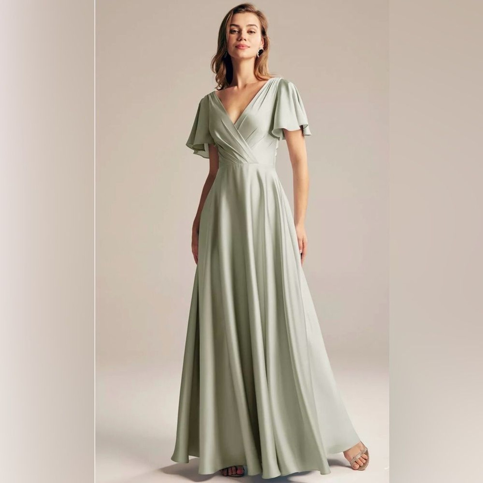 NEW! AW BRIDAL AW FURST DRESS Satin Charmeuse Sage Green BRIDESMAID 0