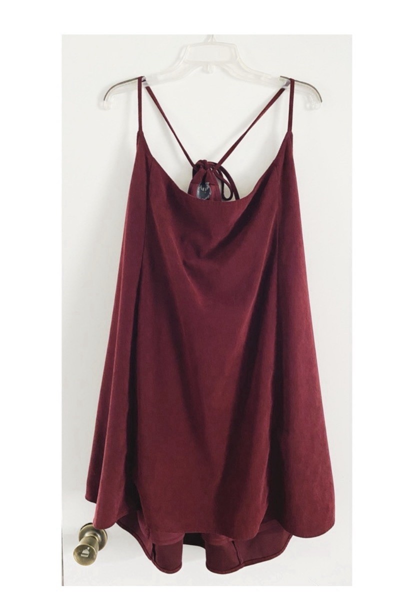 ARULA Altar’d State Burgundy Corduroy Mini Skirtall Dress Size 3X