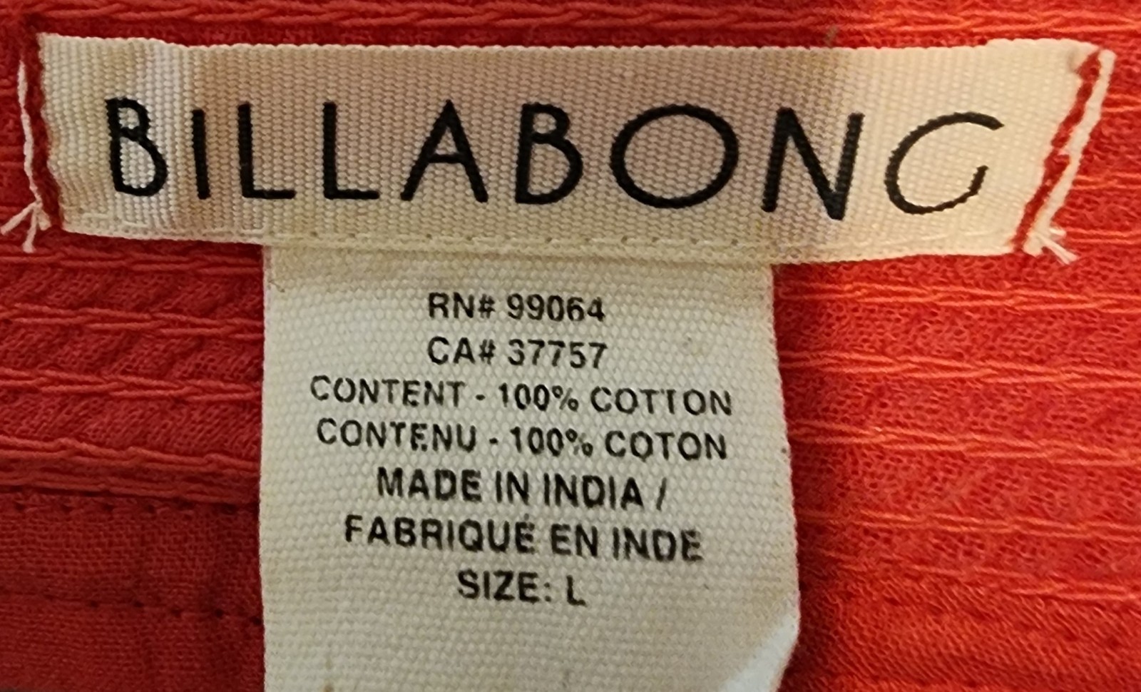 Billabong dusty Red Boho Maxi Dress L 100% Cotton Lined Beach Summer Made India