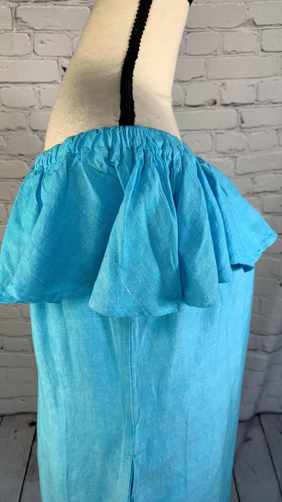 NEW Tommy Bahama Blue Linen Blend Off Shoulder Dress with Pockets Size XS