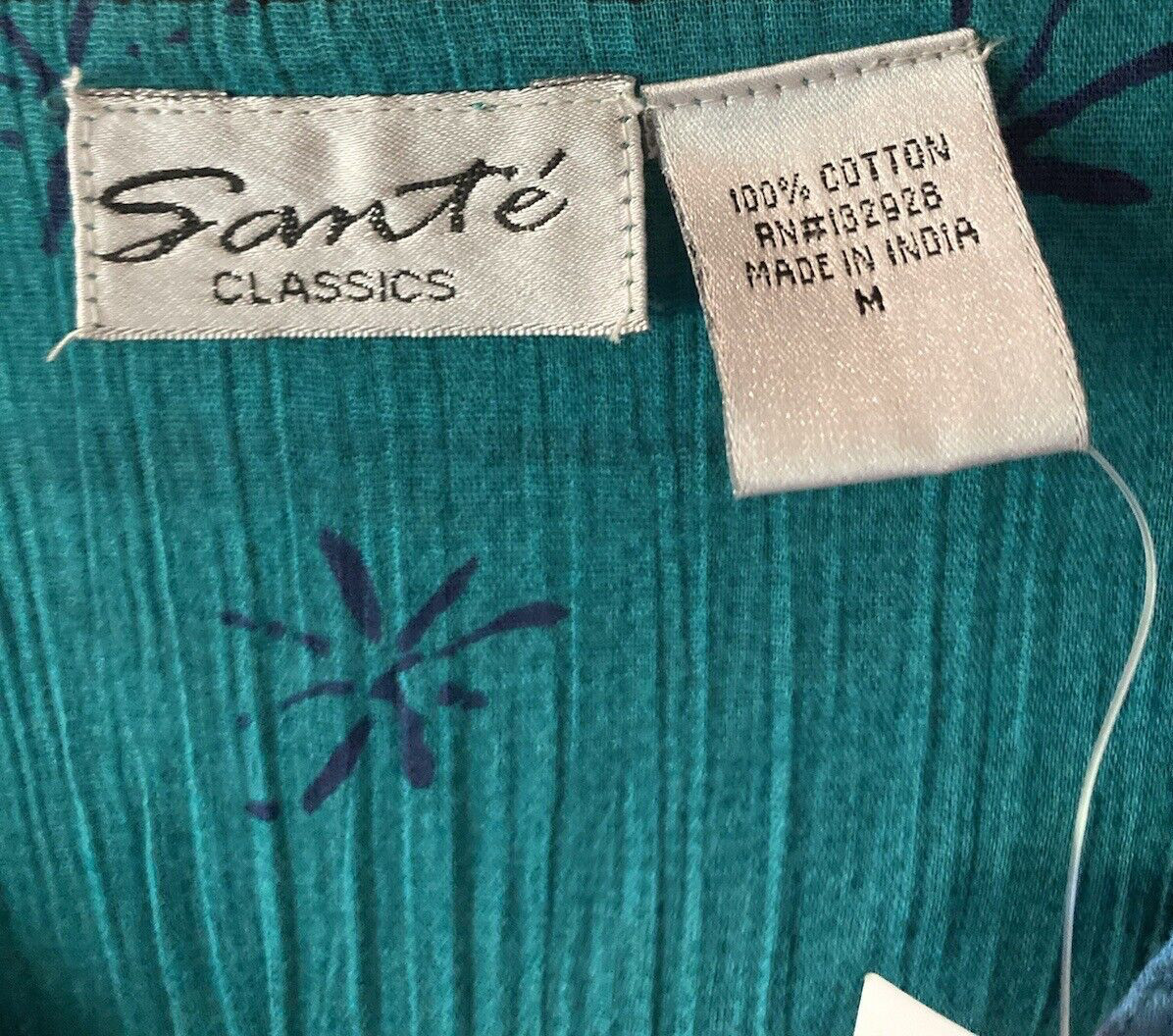 Sante Classics Kaftan sz M 100% cotton Gauzy Made in India 2 pockets pullover