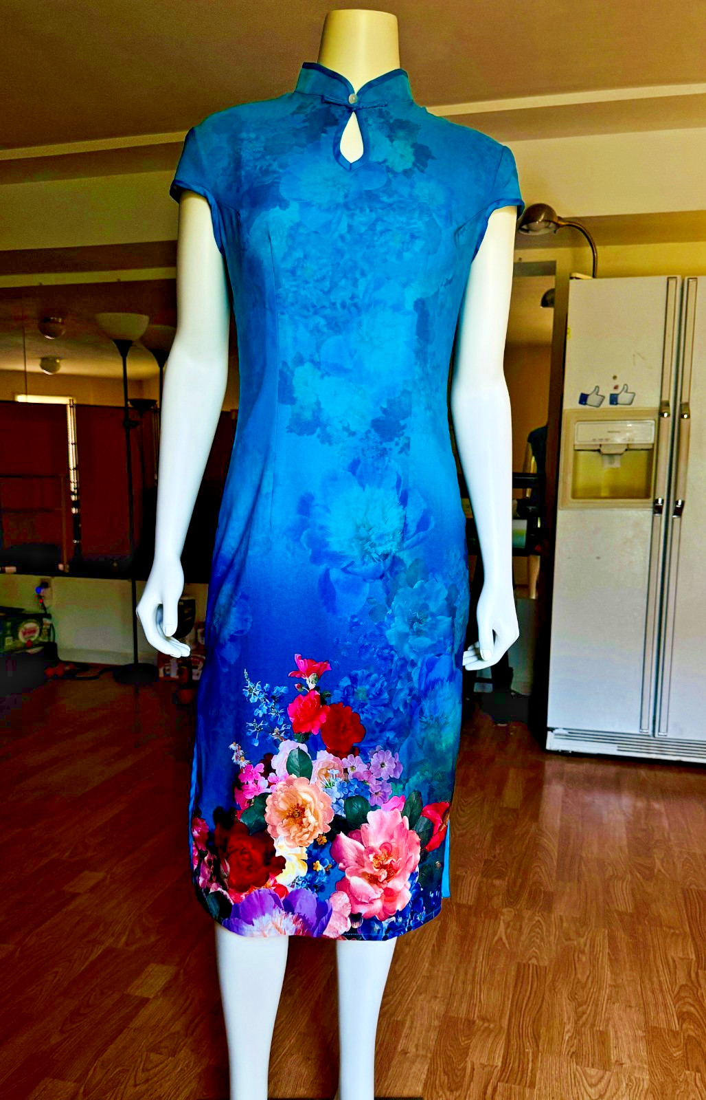 Chinese Traditional Qipao Dress Summer Silk Satin Cheongsam Evening Gowns US 8