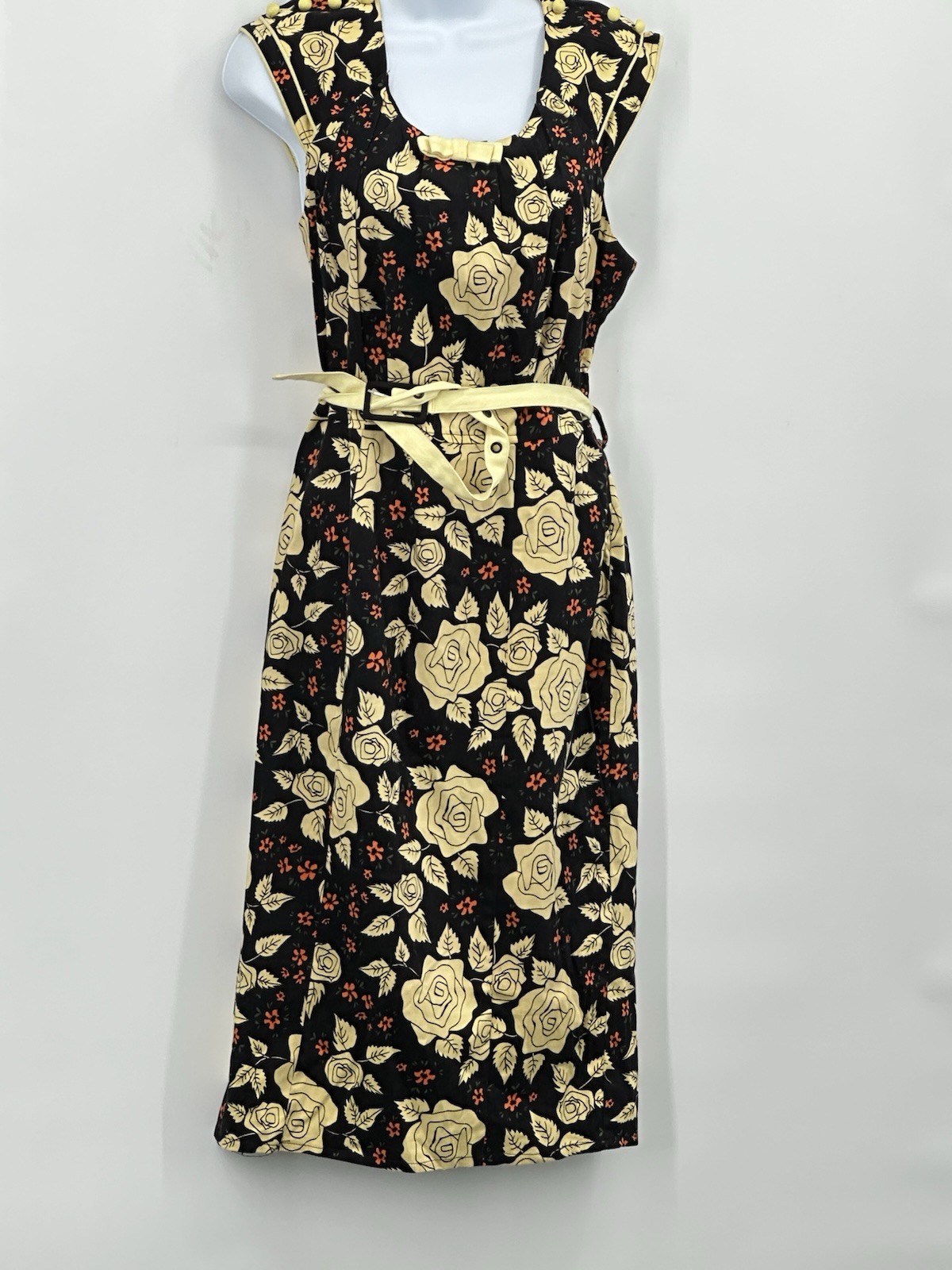 Voodoo Vixen Dress Large Flocked Floral Swing Retro 50s Rockabilly Whimsigoth XL