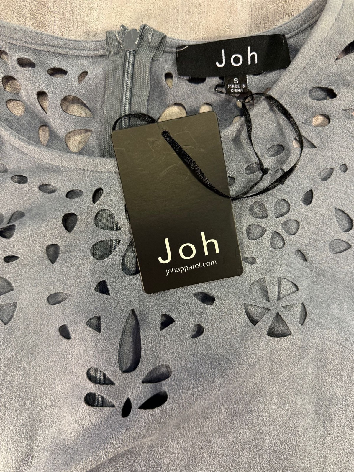 Joh Faux Suede Laser Cut Floral Eyelet Shift Dress