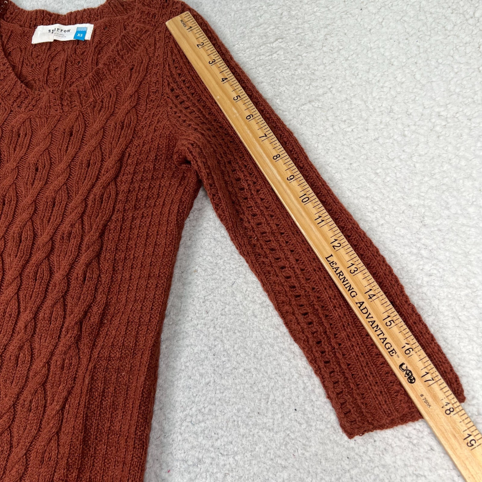 Anthropologie Sparrow Cable Knit Sweater Dress Women XS Wool Cashmere Blend Rust