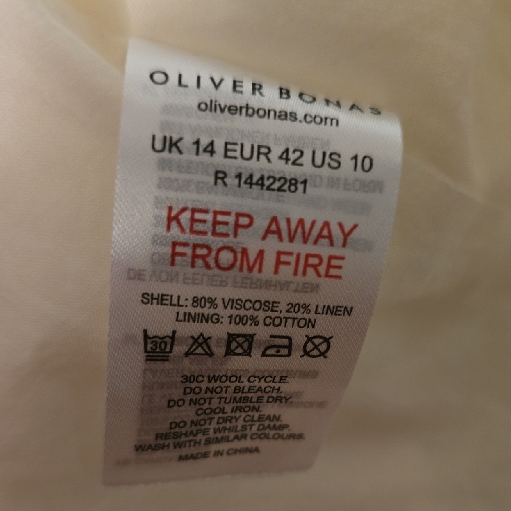 Oliver Bonas Speckle Print White Shirred Midi Dress Multicolor Womens Size 10