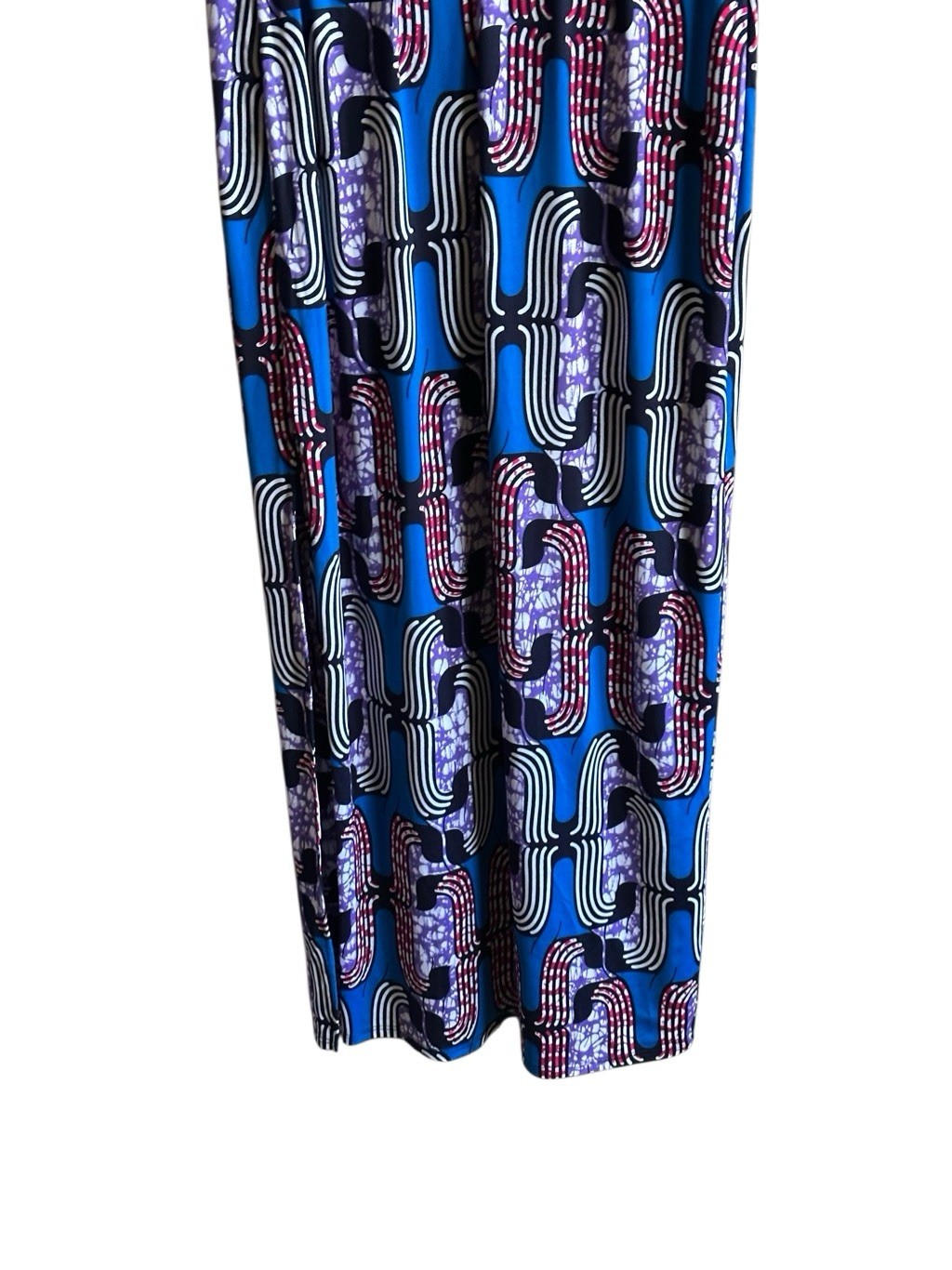 NWT MISA Los Angeles Blue Patterned Sleeveless Tank Maxi Dress. Size Large