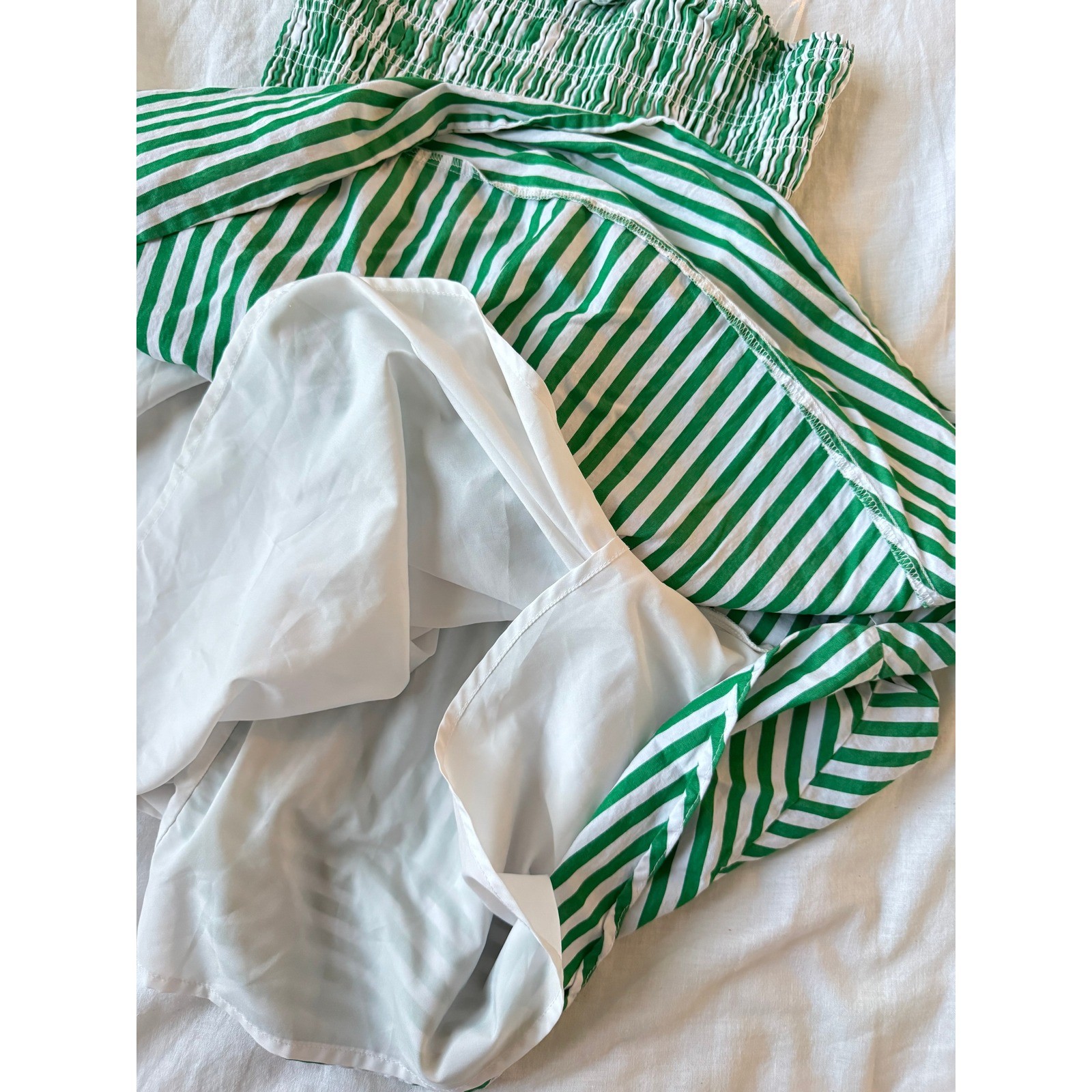 Altar’d State Strapless Mini Dress Women’s Size Large Striped Green and White