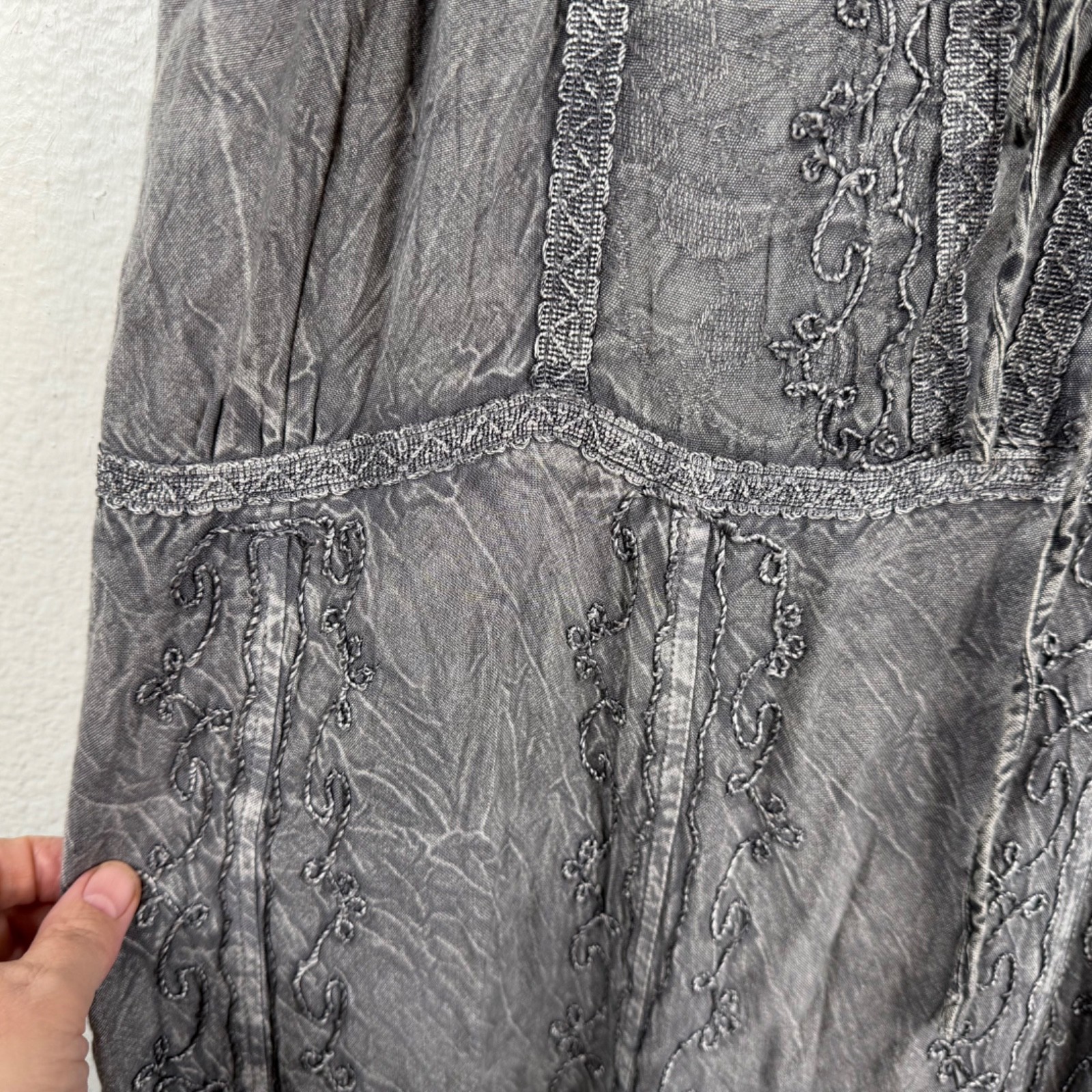 Cute Options Whimsigoth Fairy Grunge Y2K Festival Boho Hippie Dress Gray Sz M