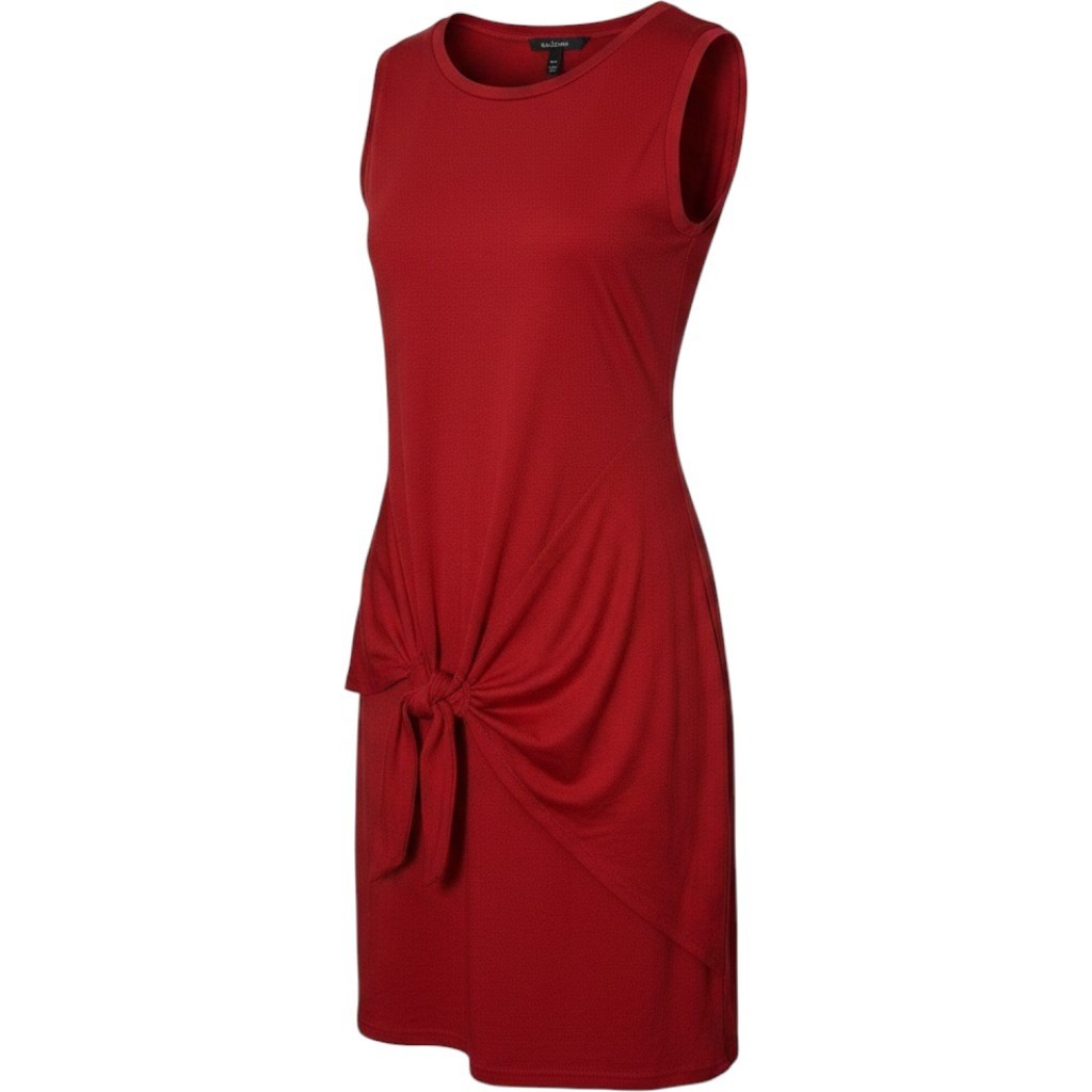 Lillusory Red Sleeveless Dress Tie Waist Wrap Runched-Silhouette Size XL NWT