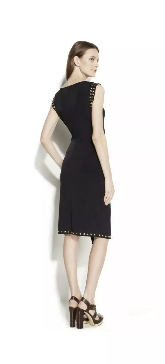 MICHAEL Michael Kors Asymmetrical Studded Sleeveless Side Slit Sheath Dress, S