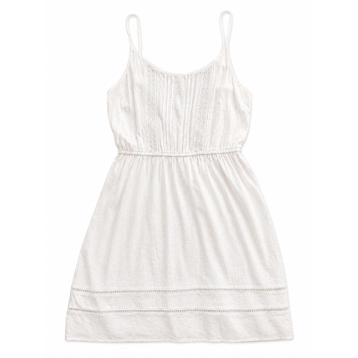 White Linen Blend Eyelet Lace Cami Sundress Small Boho Festival Coastal