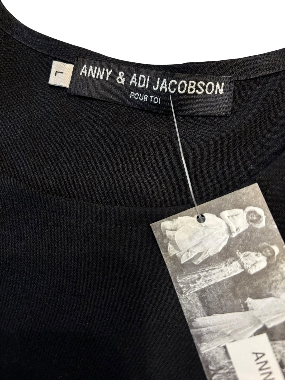 Anny & Adi Jacobson Black Bubble Hem Dress L Lagenlook Art To Wear Israel