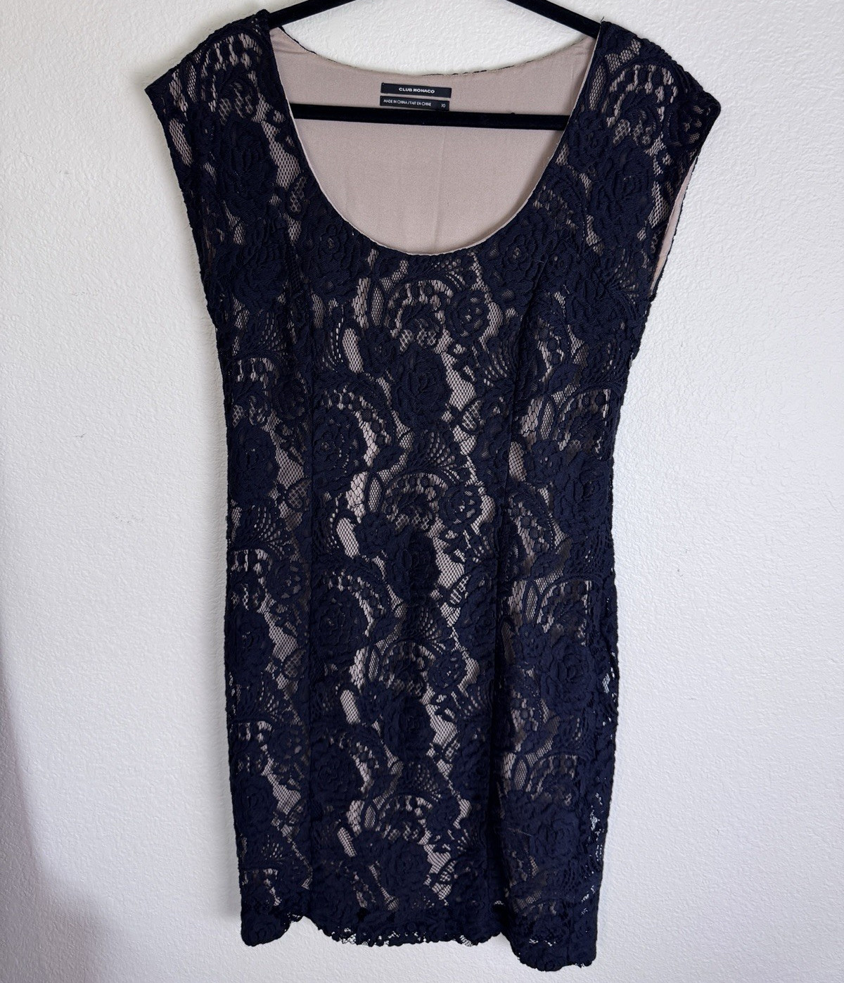 Club Monaco 10 Black Lace Sheath Dress Lined Style 00200506