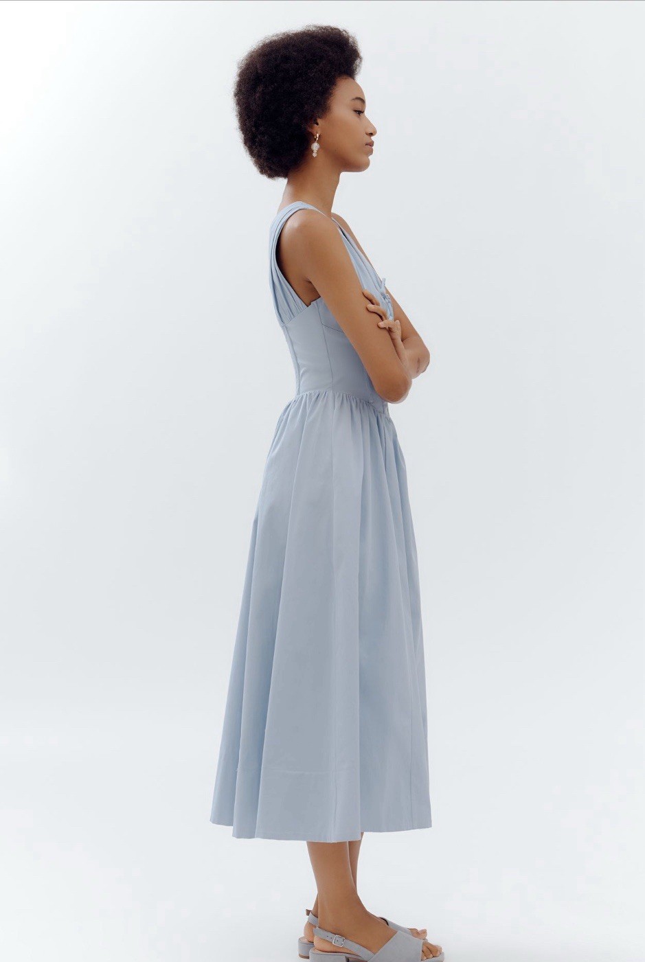 Anthropologie ASTR The Label Midi Dress Blue Maili Preppy Vacay Boho Small NWT