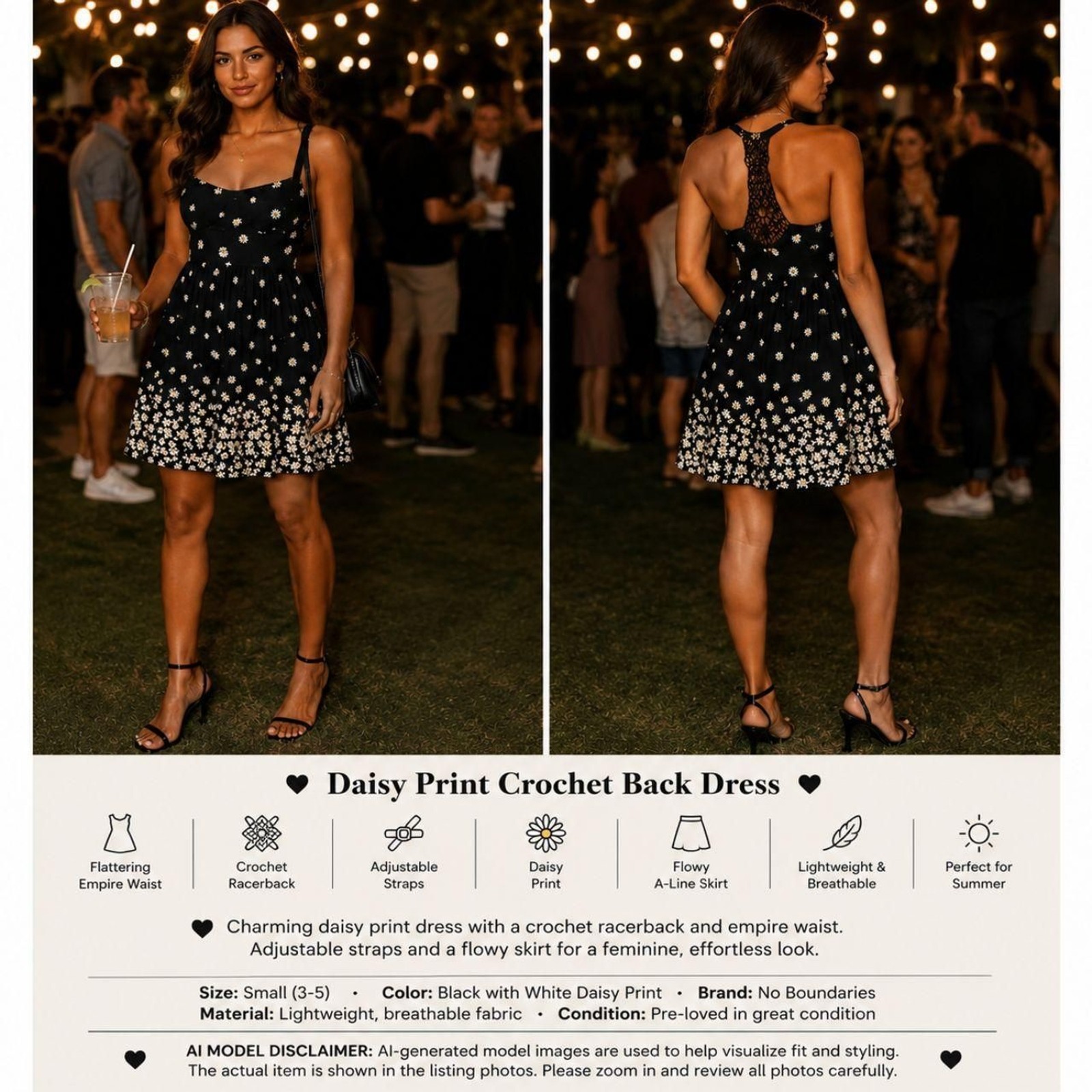 No-boundaries Women’s Black and Yellow Dress