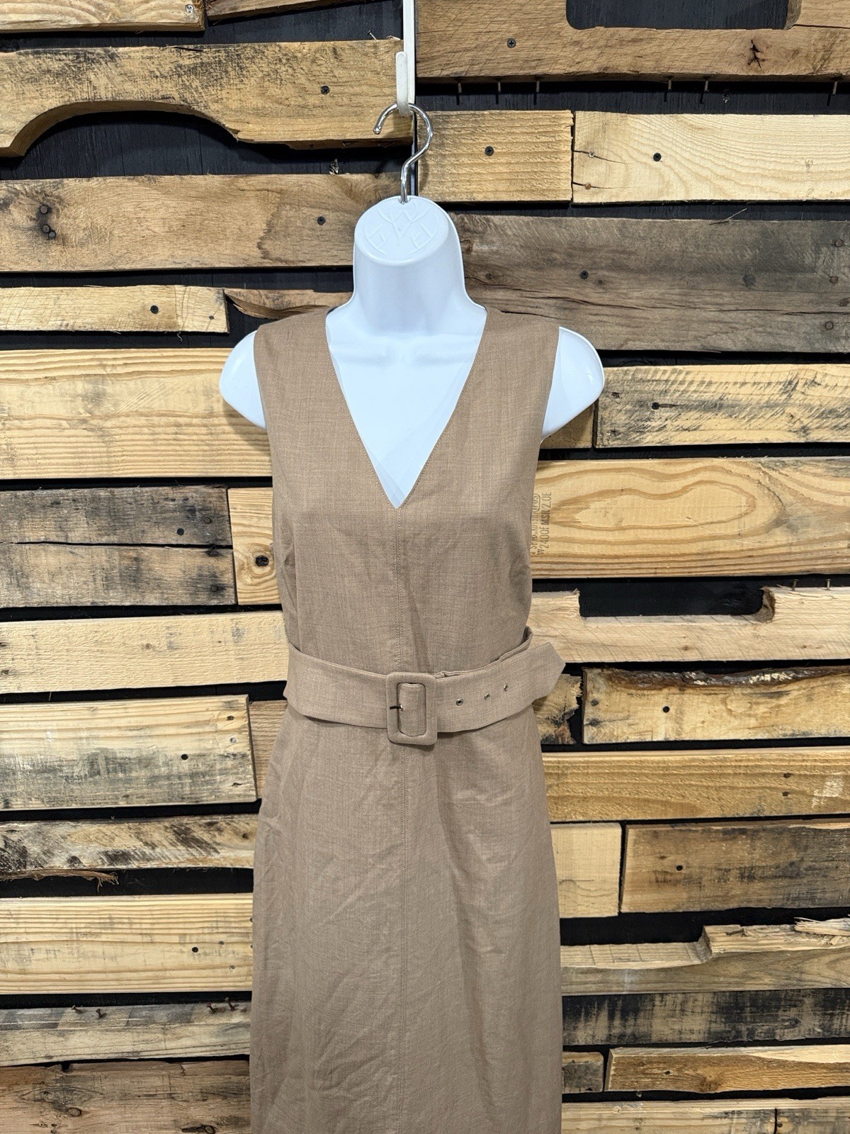 J.Crew beige wool sheath buckle dress with removable belt Size 14