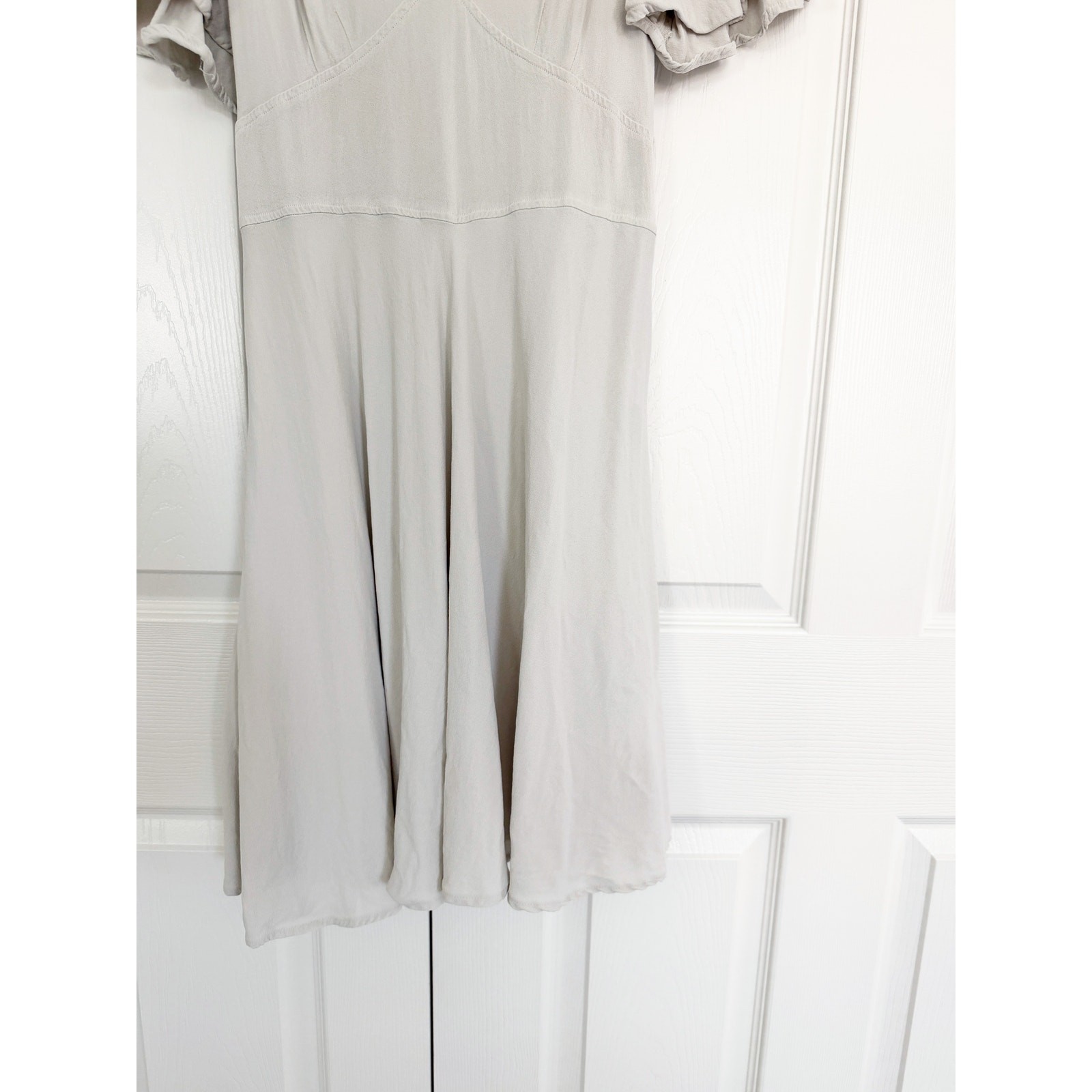 Ghost London Bone Grey Fit and Flare Dress Romantic Balletcore Fairycore L GUC