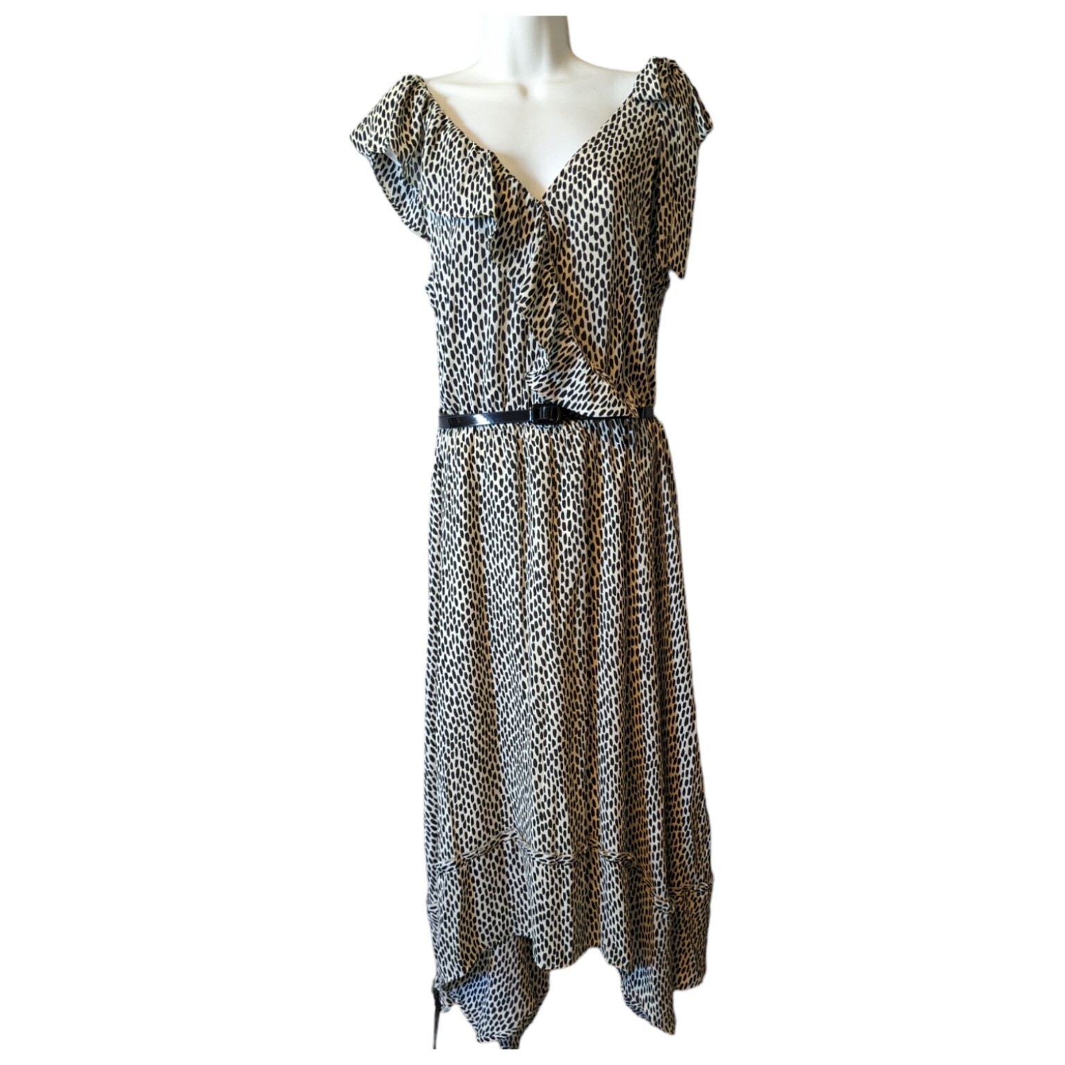 NWOT Who What Wear Silky Faux Wrap Ruffled Sleeveless Midi Dress V Neck Sz. XL