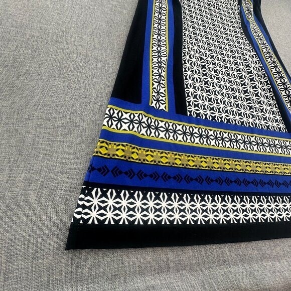 Dressbarn Sheath Dress Size 12 Black Blue White Yellow Sleeveless Round Neck