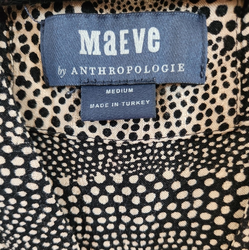 Anthropologie Maeve Brown Tan Patterned Mini Tier Dress Size M Boho Cottagecore