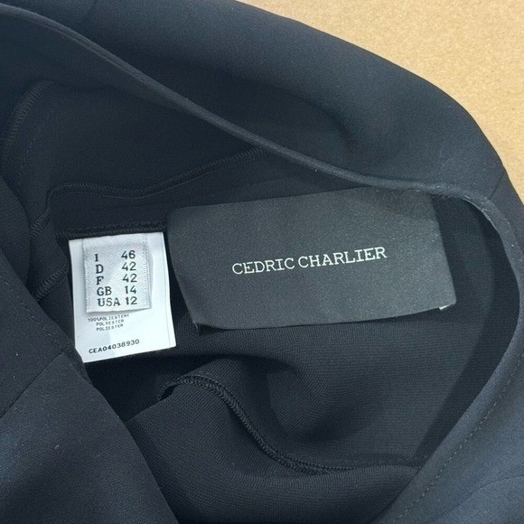 Cedric Charlier Black Asymmetrical Sleeveless Shift Dress Women’s USA 12 Italy