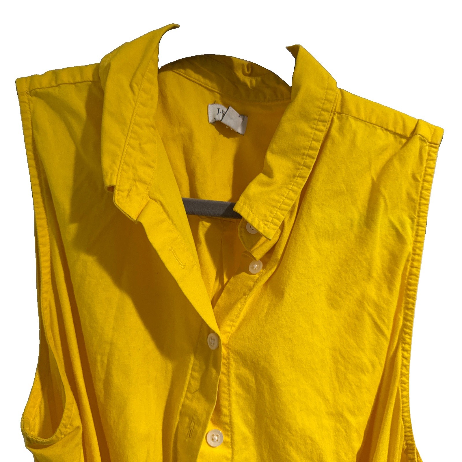 Coastal J.Crew Sleeveless Button Front Belted Shirt Dress Bright Yellow Size 12