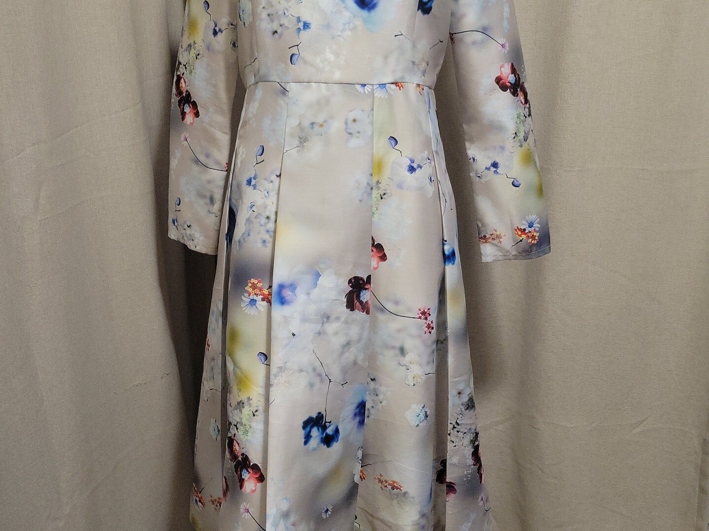Kimono Inspired Print, Modest, A Line Pleated Dress XXL (Lg), HZY, Fully Lined.