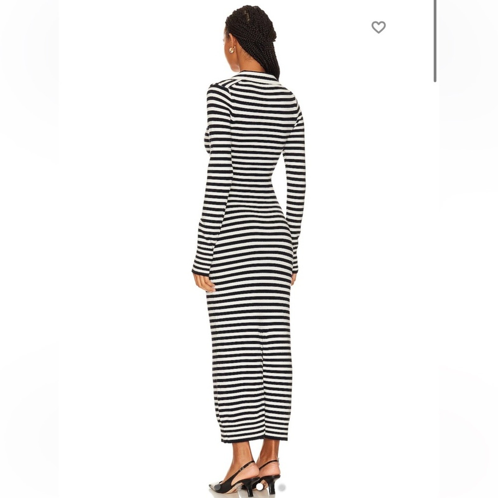 Beverly Hills x Revolve Cotton Wool Sweater Knit Striped Polo Maxi Dress Small